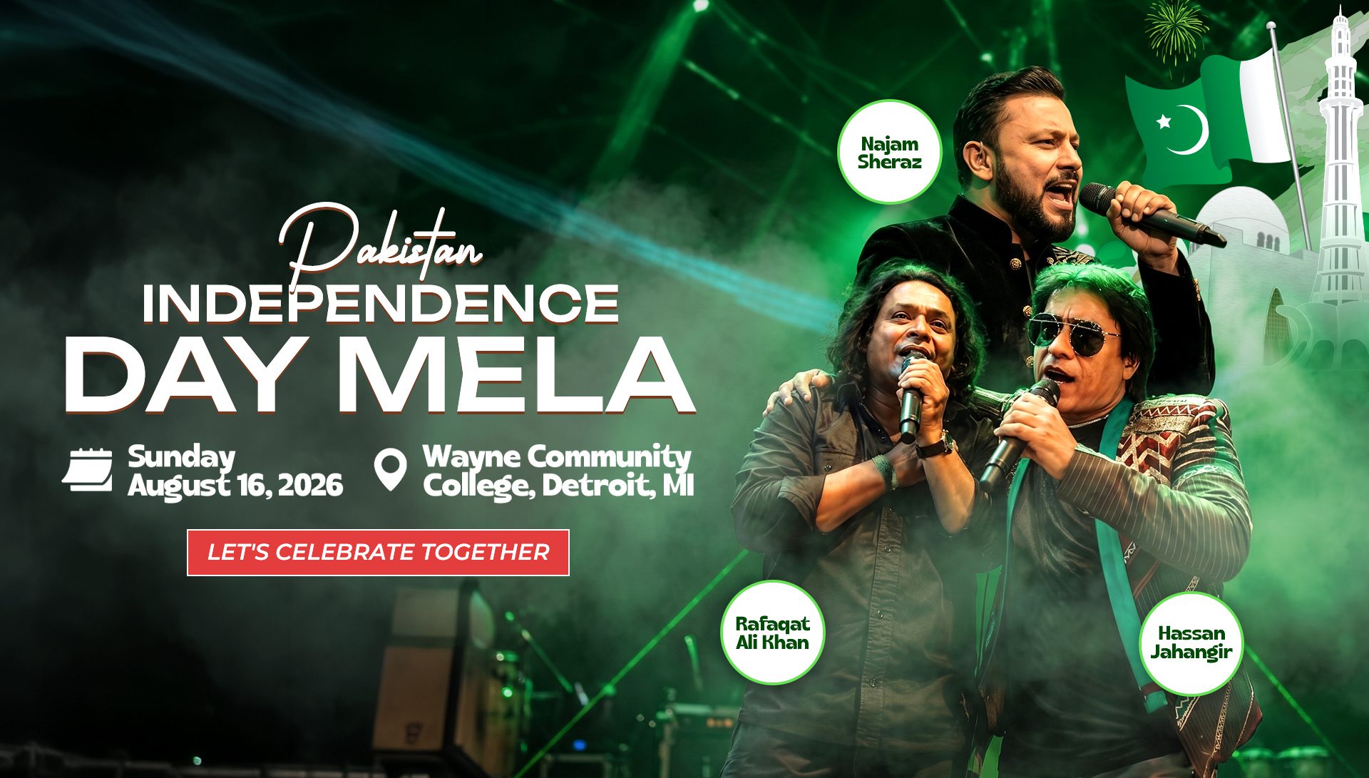 Pakistan Independence Day Mela — Najam Sheraz, Rafaqat Ali Khan, and Hassan Jahangir